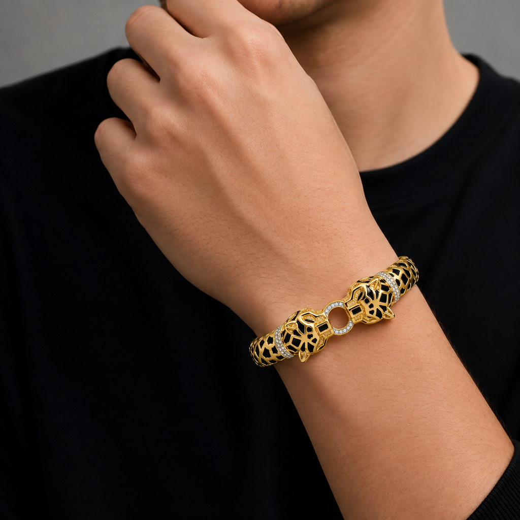 Men’s Black Panther Gold-Tone Kada GMK -3