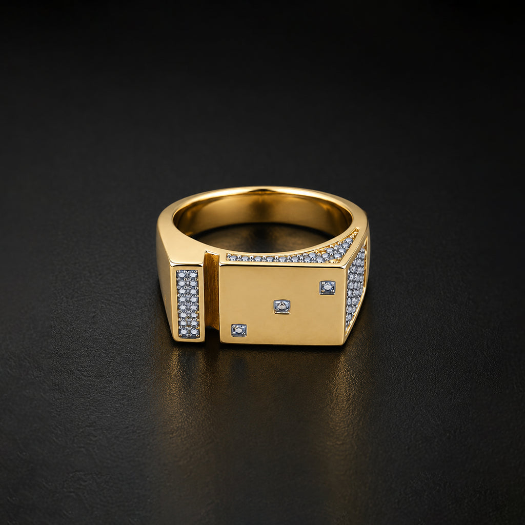 Men’s Gold-Tone Geometric Studded Ring GMR -17