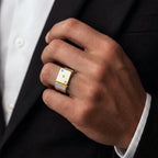 Men’s Gold-Tone Geometric Studded Ring GMR -17