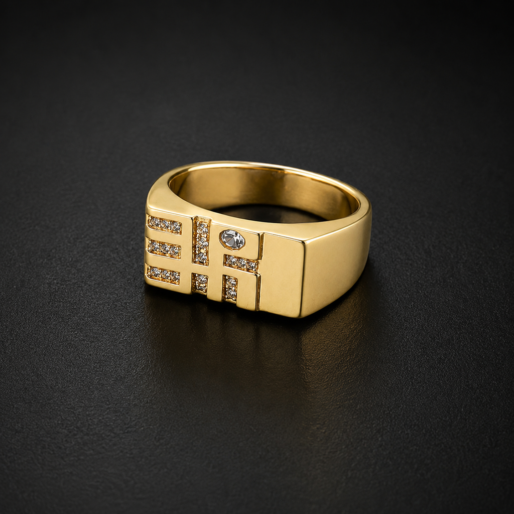 Men’s Gold-Tone Geometric Studded Ring GMR -18