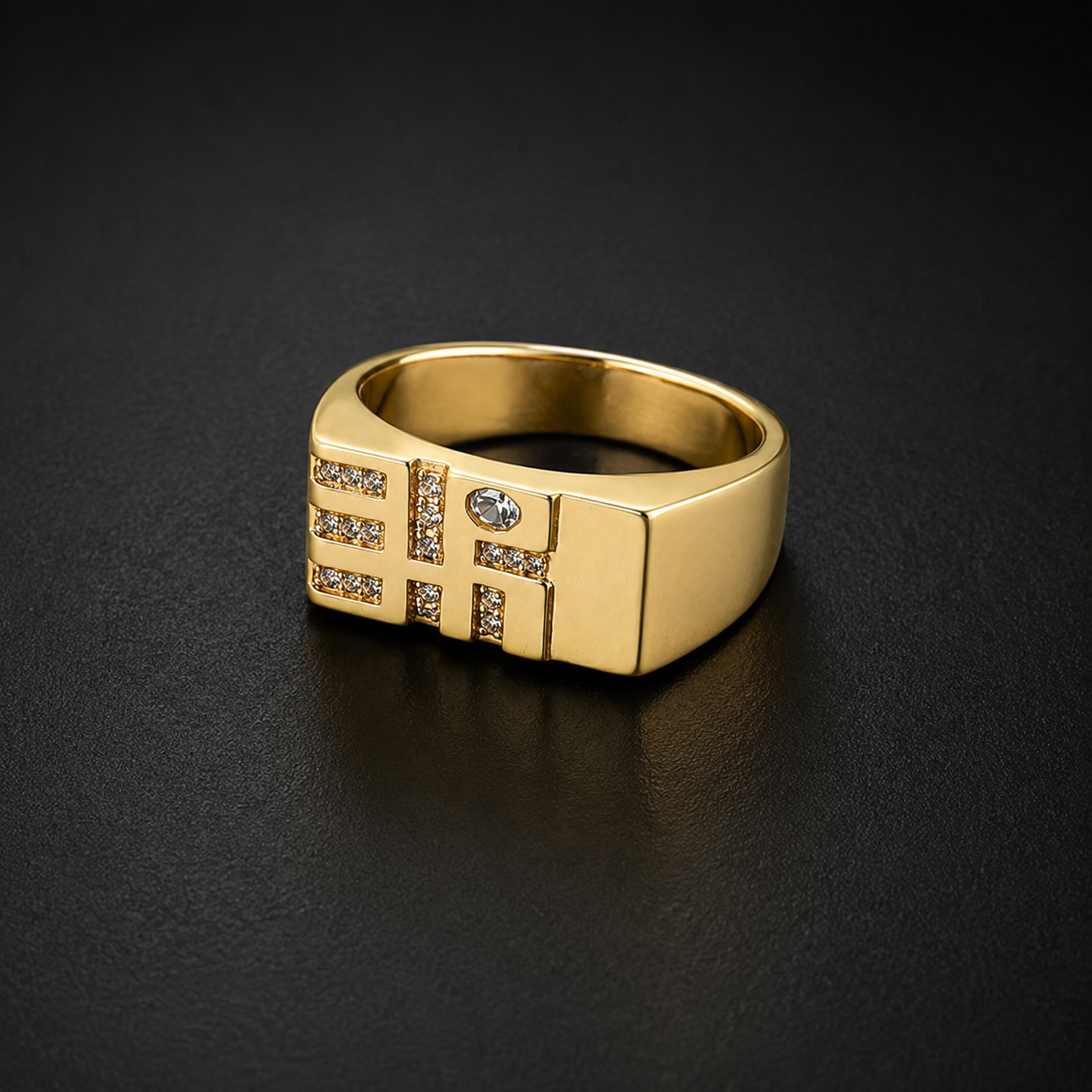 Men’s Gold-Tone Geometric Studded Ring GMR -18
