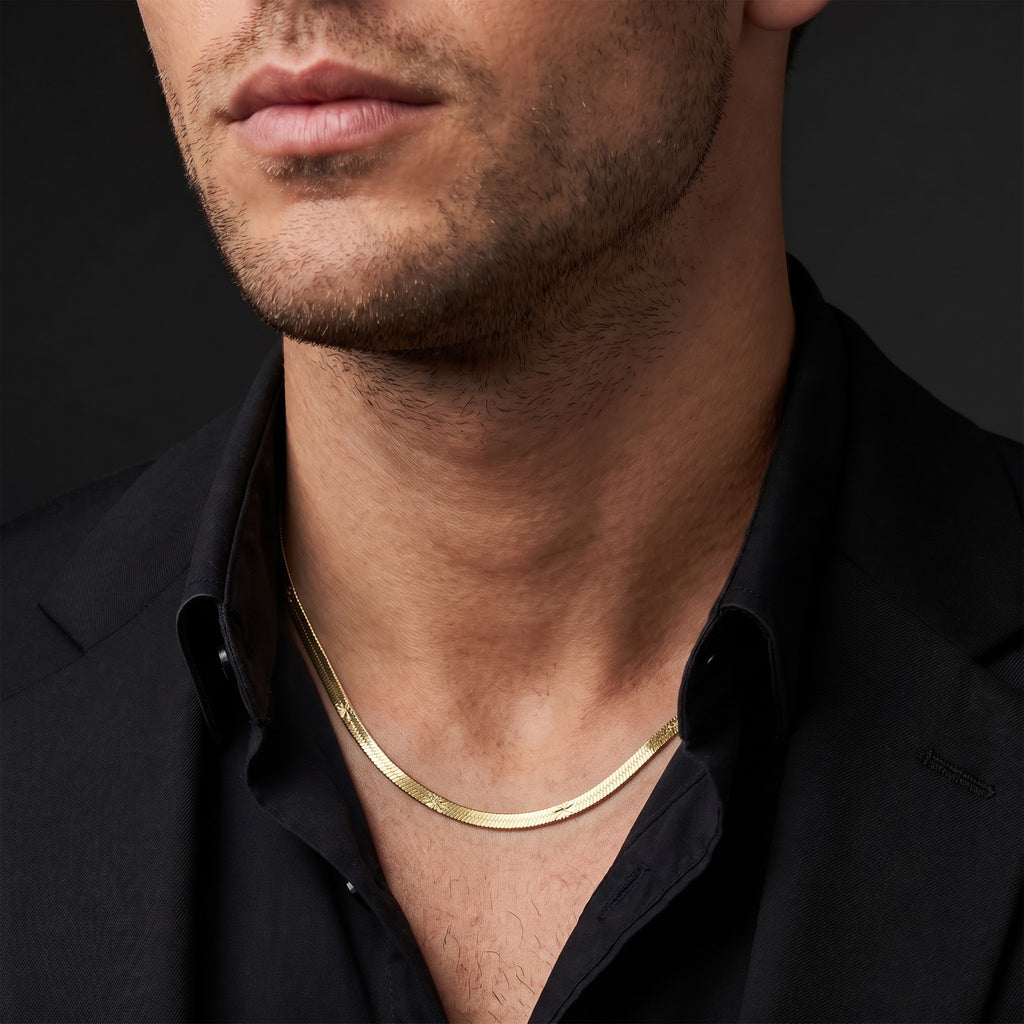 Men’s Gold Tone Pattern Herringbone Chain GMC -28