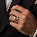 Men’s Gold Lion Greek Pattern Ring GMR -9