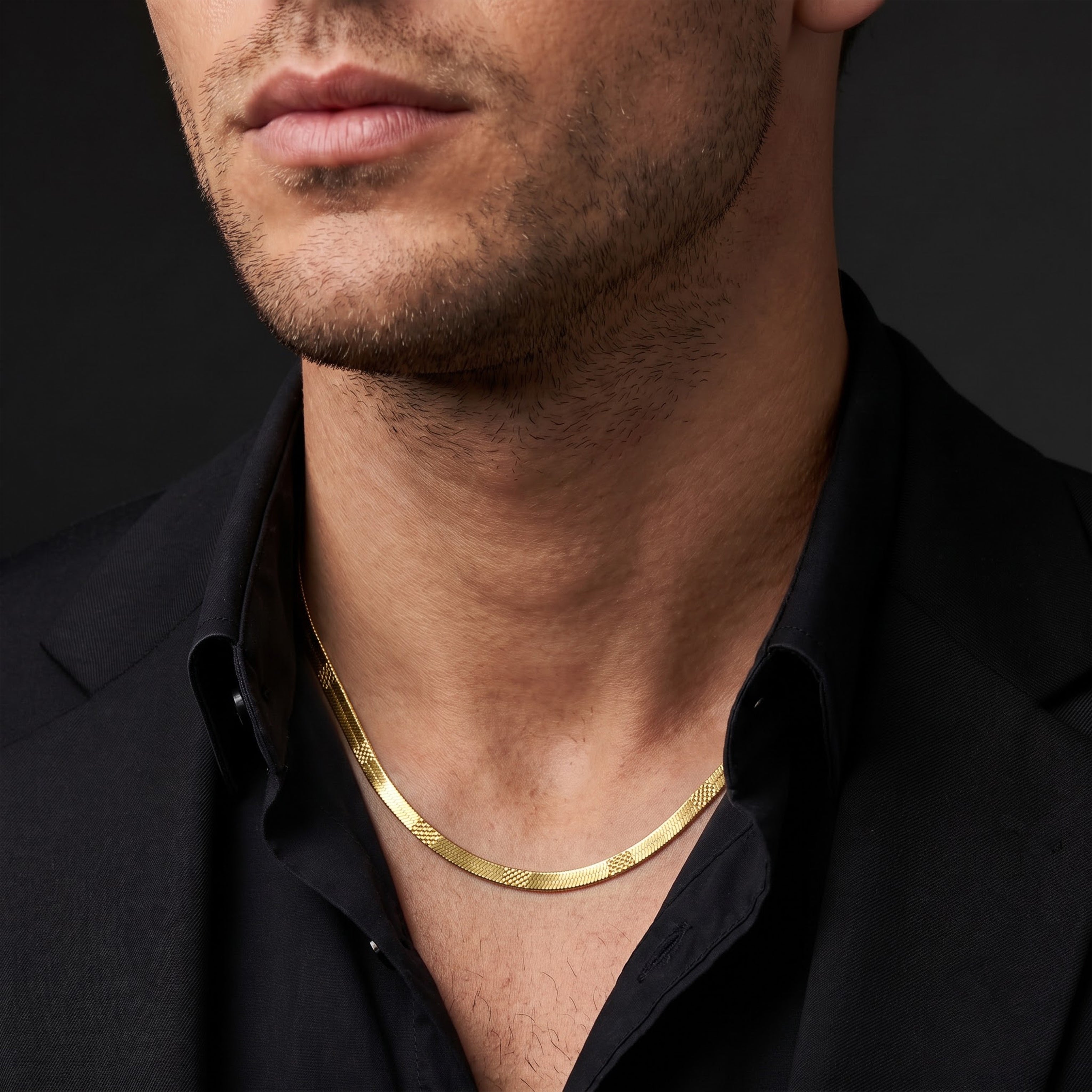 Men’s Gold Tone Mesh Herringbone Chain GMC -29