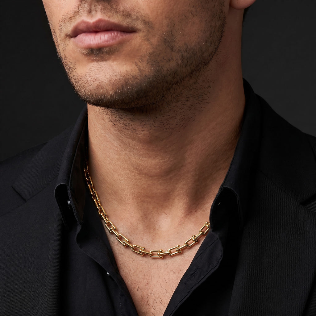 Men’s Gold Tone Beaded Link Chain GMC -23