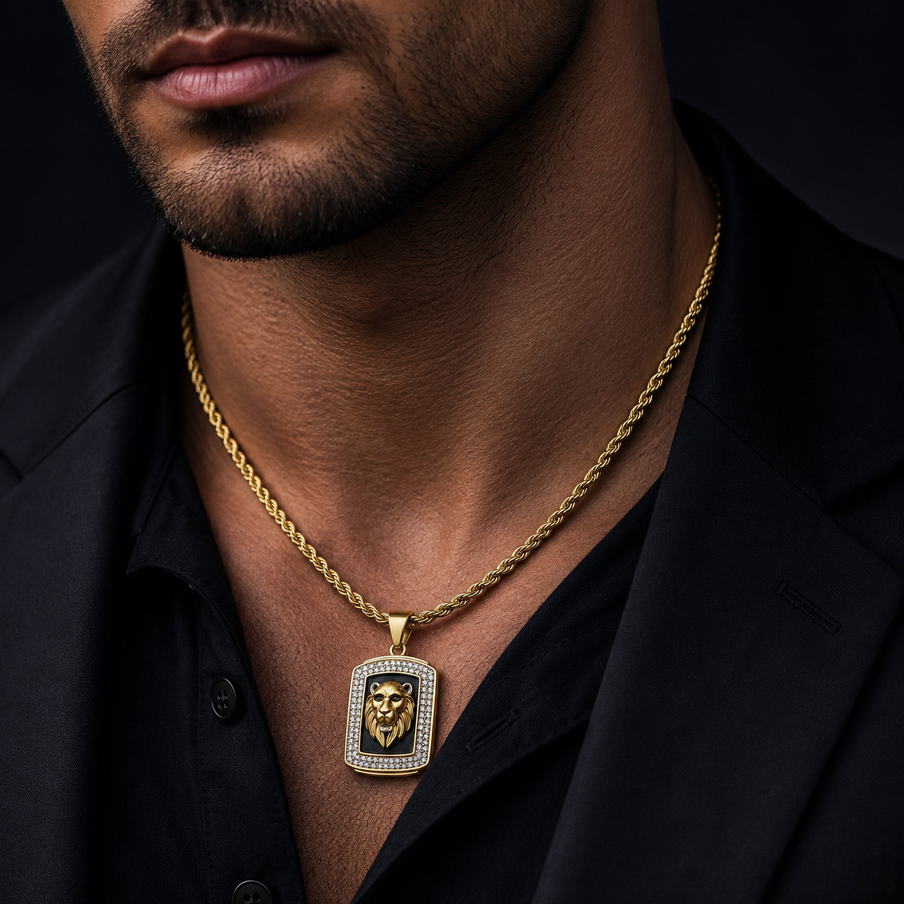Men’s Lion Face Pendant Chain GMC -3