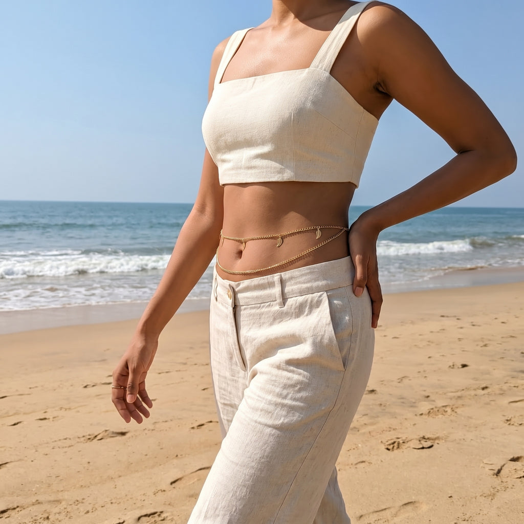 Leaf Charm Layered Belly Chain GBC -4