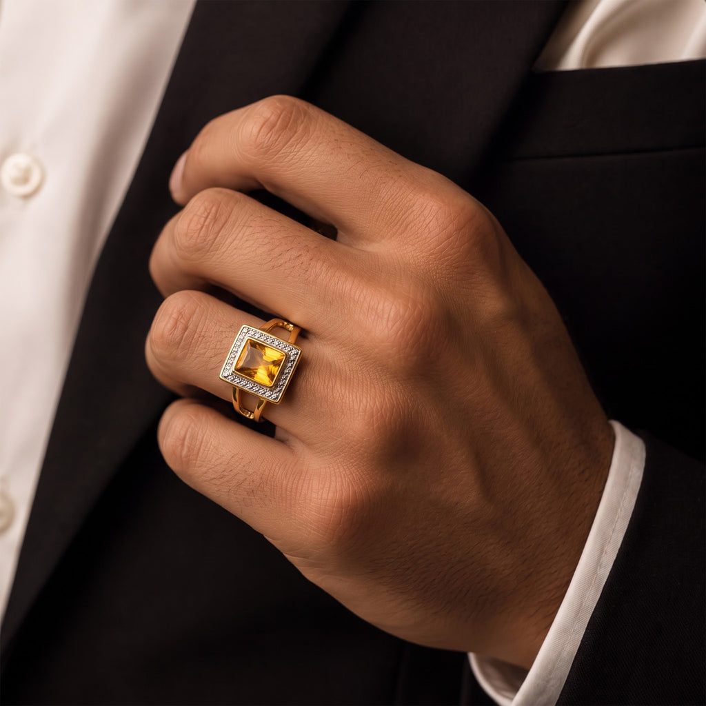 Men’s Gold-Tone Yellow Stone Ring GMR -5