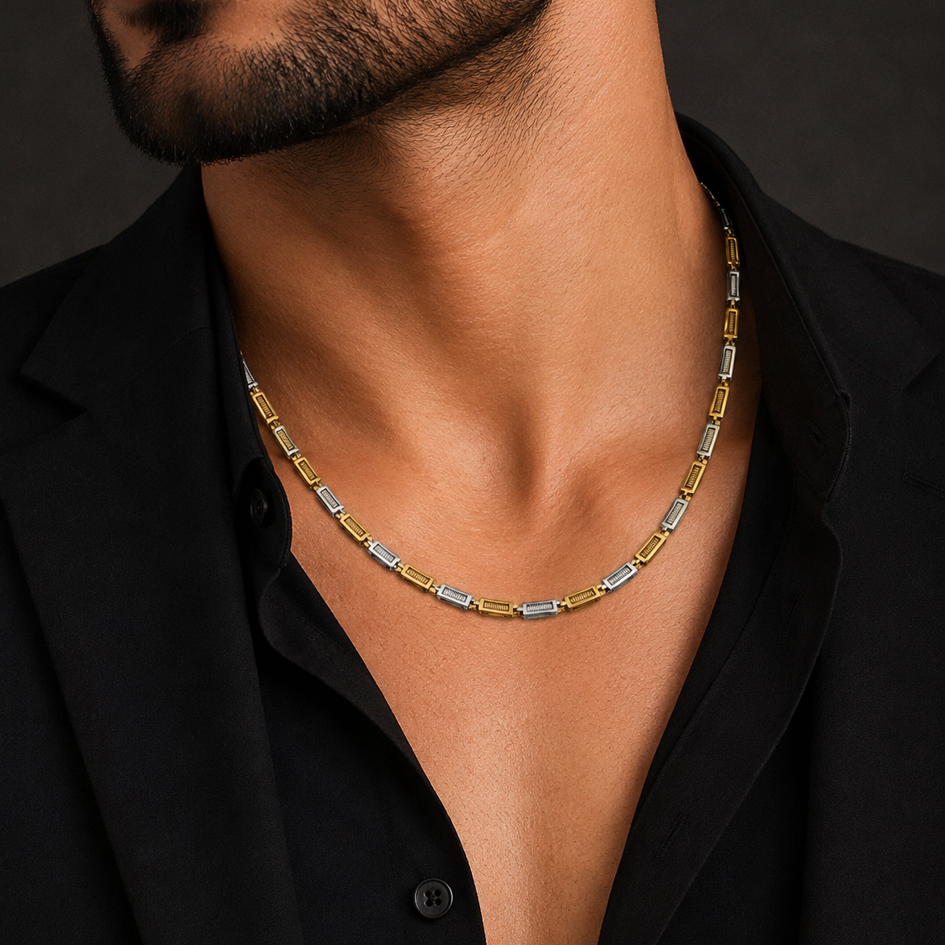 Men’s Dual-Tone Gold & Silver Link Chain GMC -4
