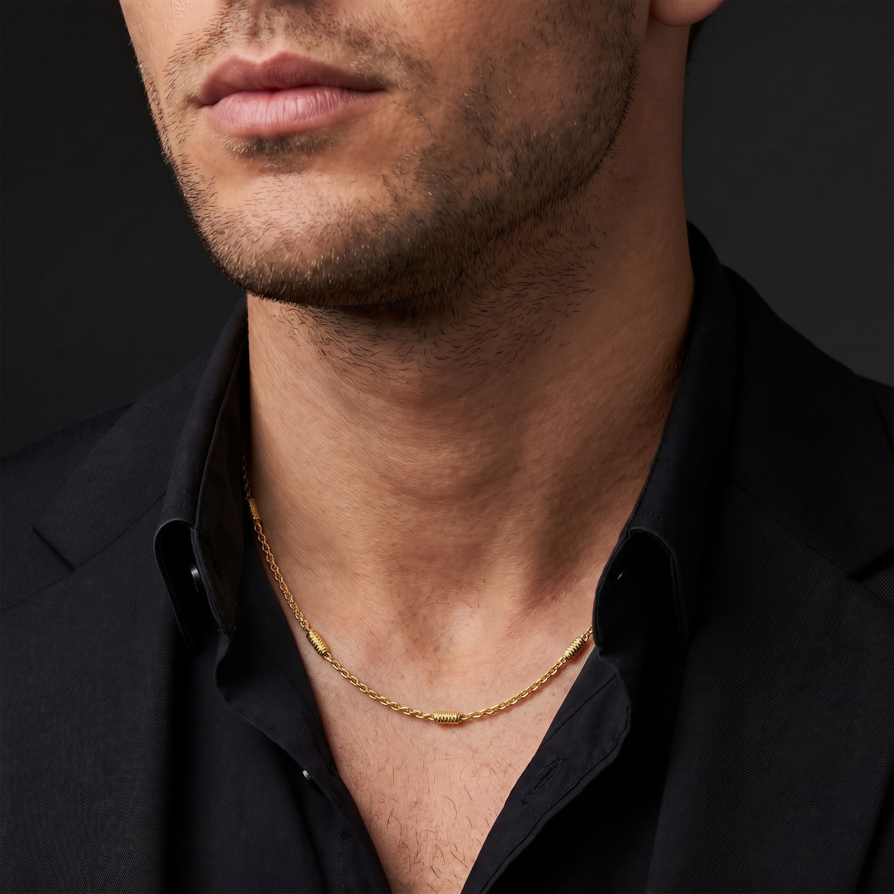 Men’s Gold Tone Beaded Link Chain GMC -35