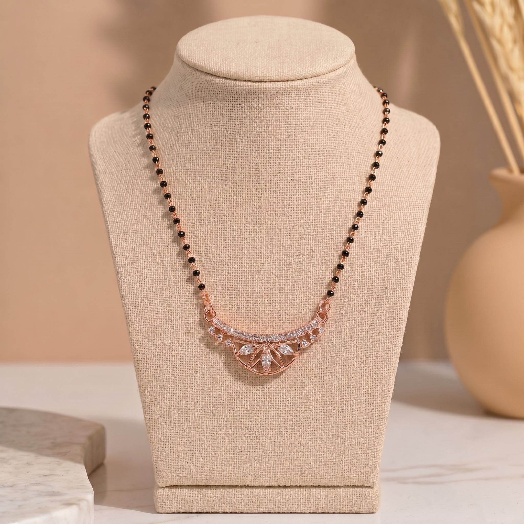 Rose Gold Floral Teardrop Mangalsutra GM -38