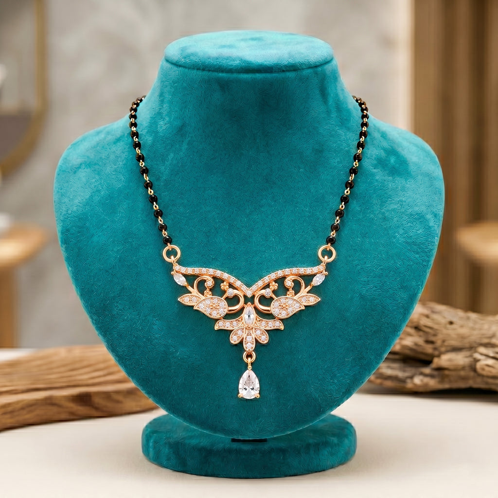 Rose Gold Floral Butterfly Mangalsutra GM -53
