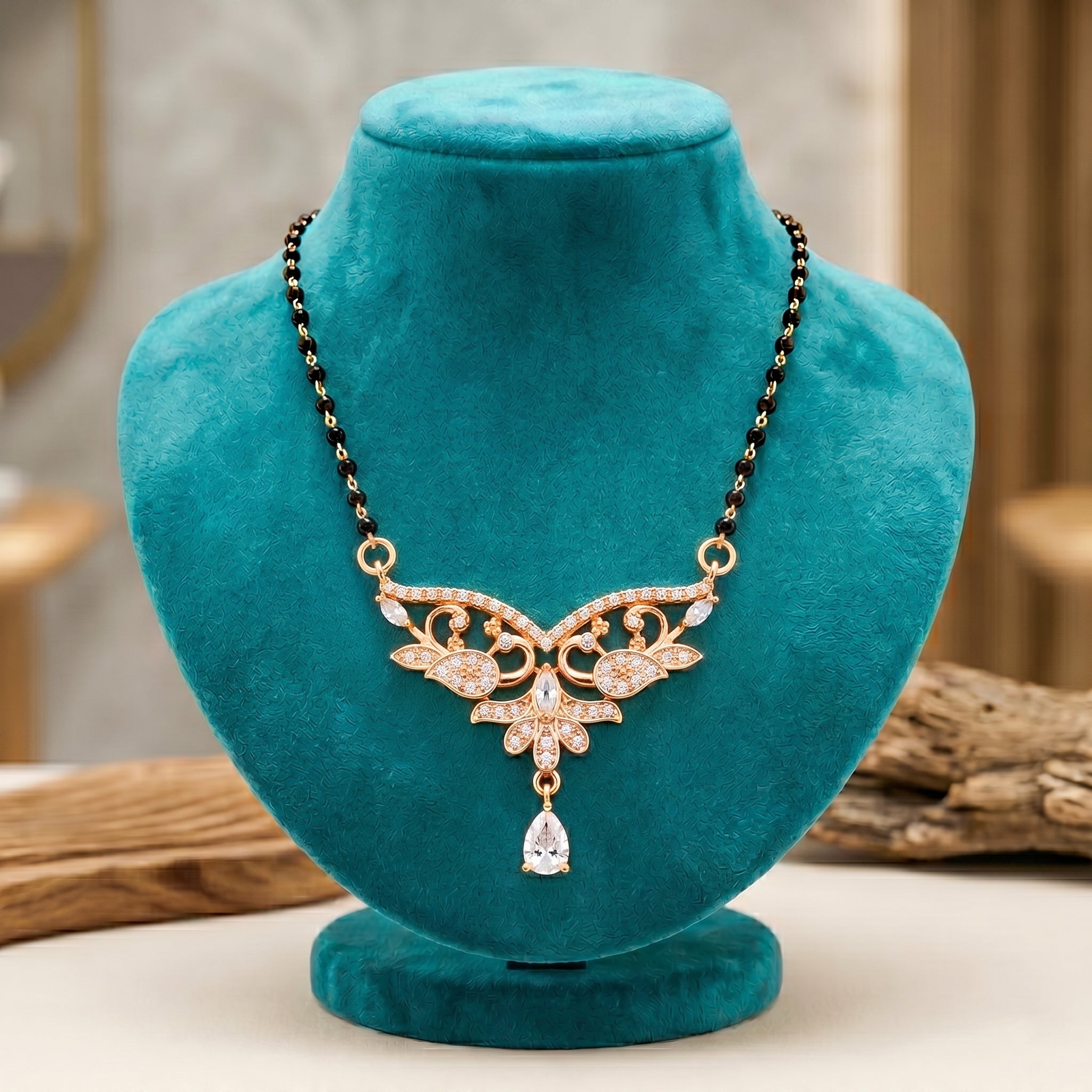 Rose Gold Floral Butterfly Mangalsutra GM -53