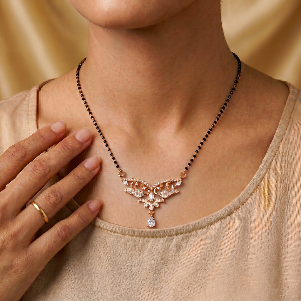 Rose Gold Floral Butterfly Mangalsutra GM -53