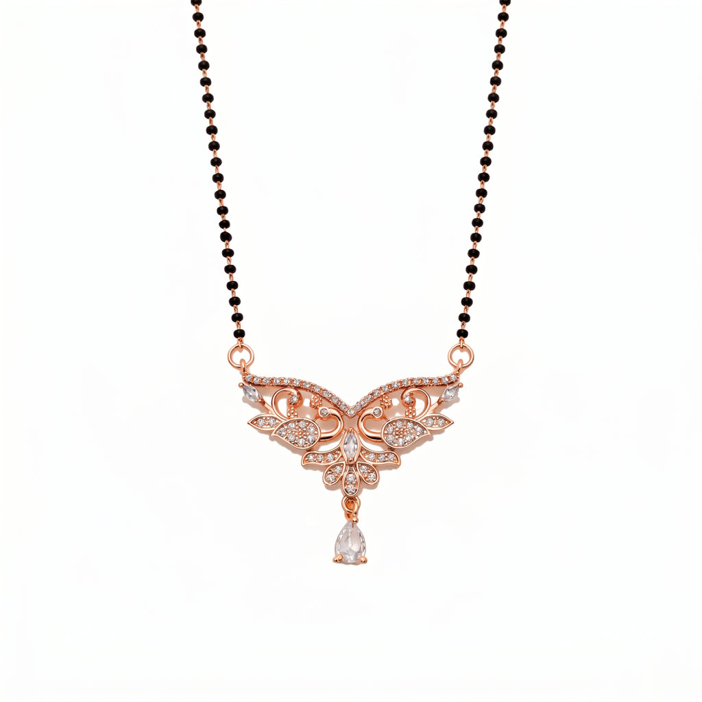Rose Gold Floral Butterfly Mangalsutra GM -53