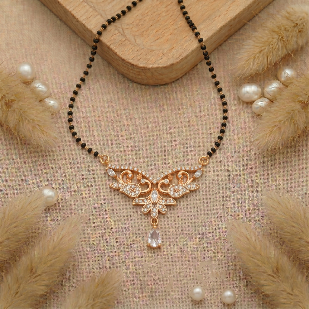Rose Gold Floral Butterfly Mangalsutra GM -53