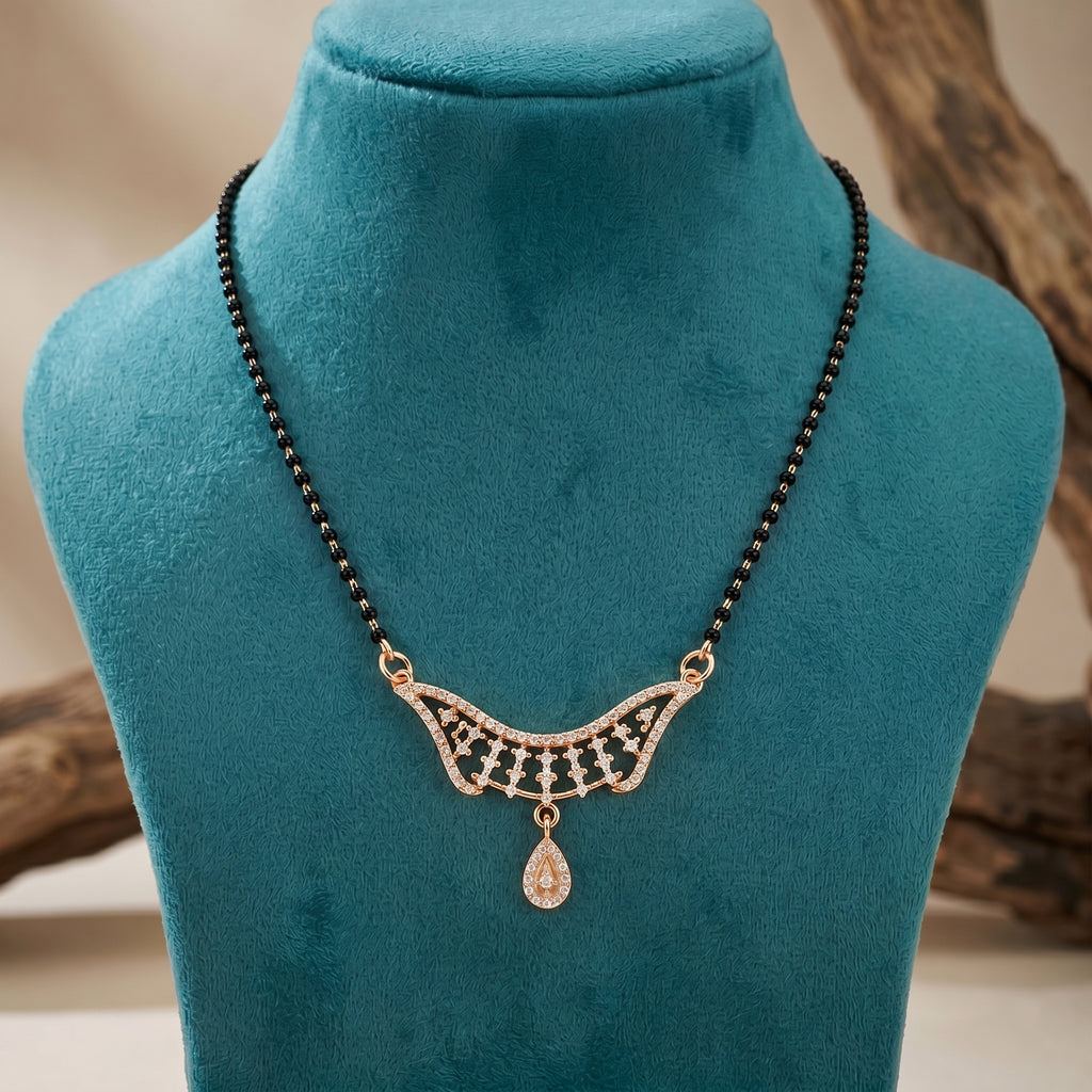 Rose Gold Leaf Drop Mangalsutra GM -48