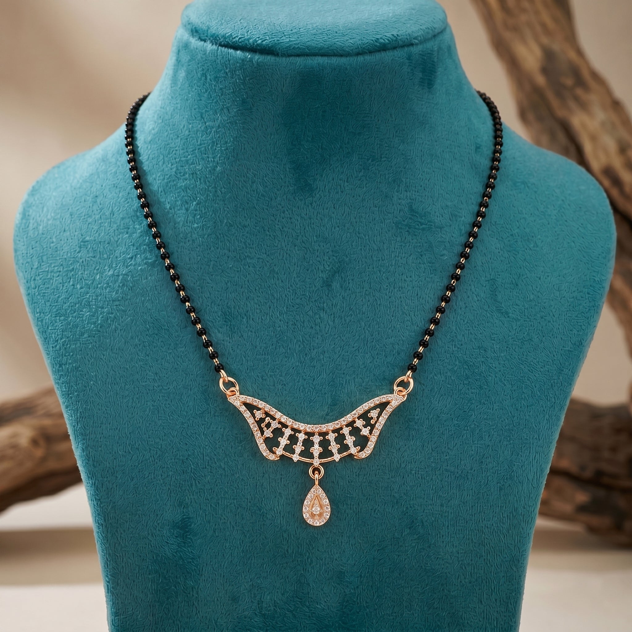 Rose Gold Leaf Drop Mangalsutra GM -48