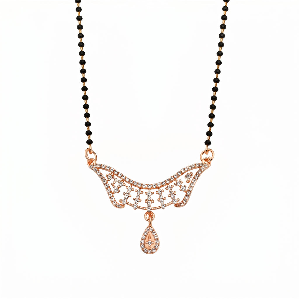 Rose Gold Leaf Drop Mangalsutra GM -48