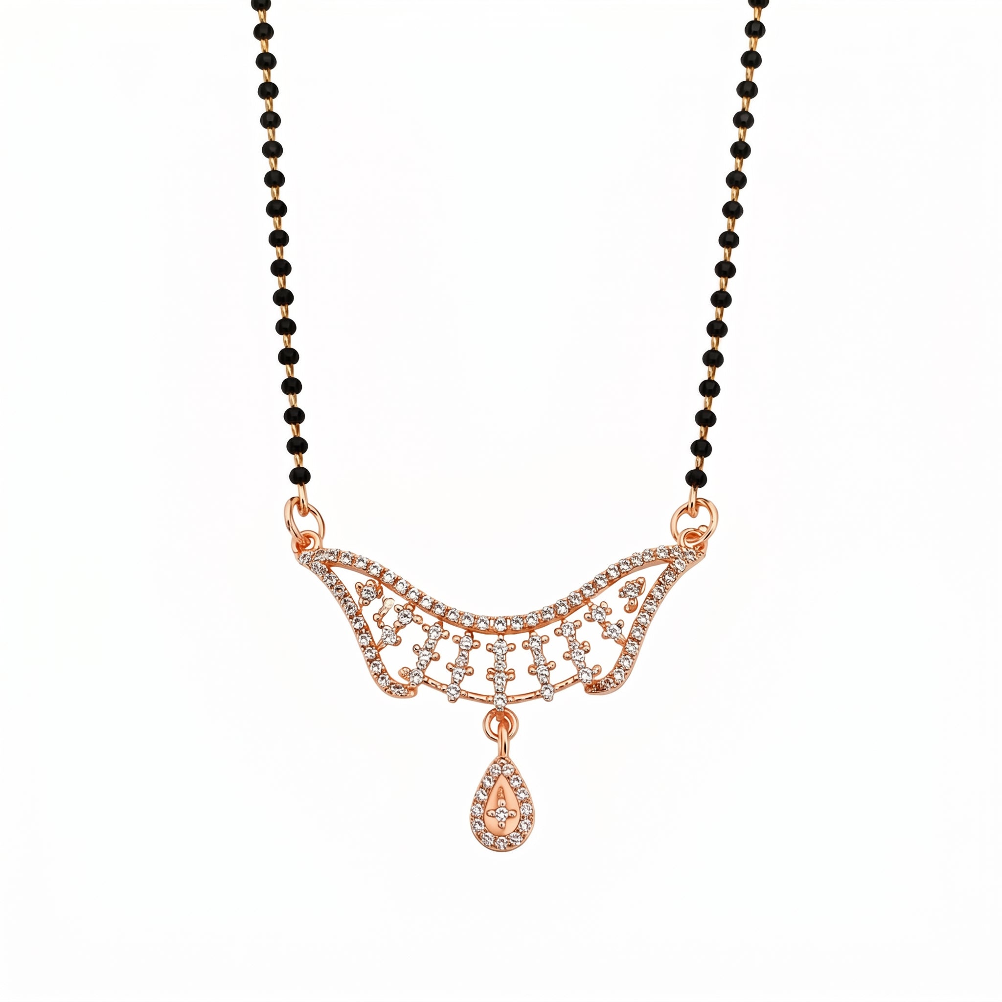 Rose Gold Leaf Drop Mangalsutra GM -48