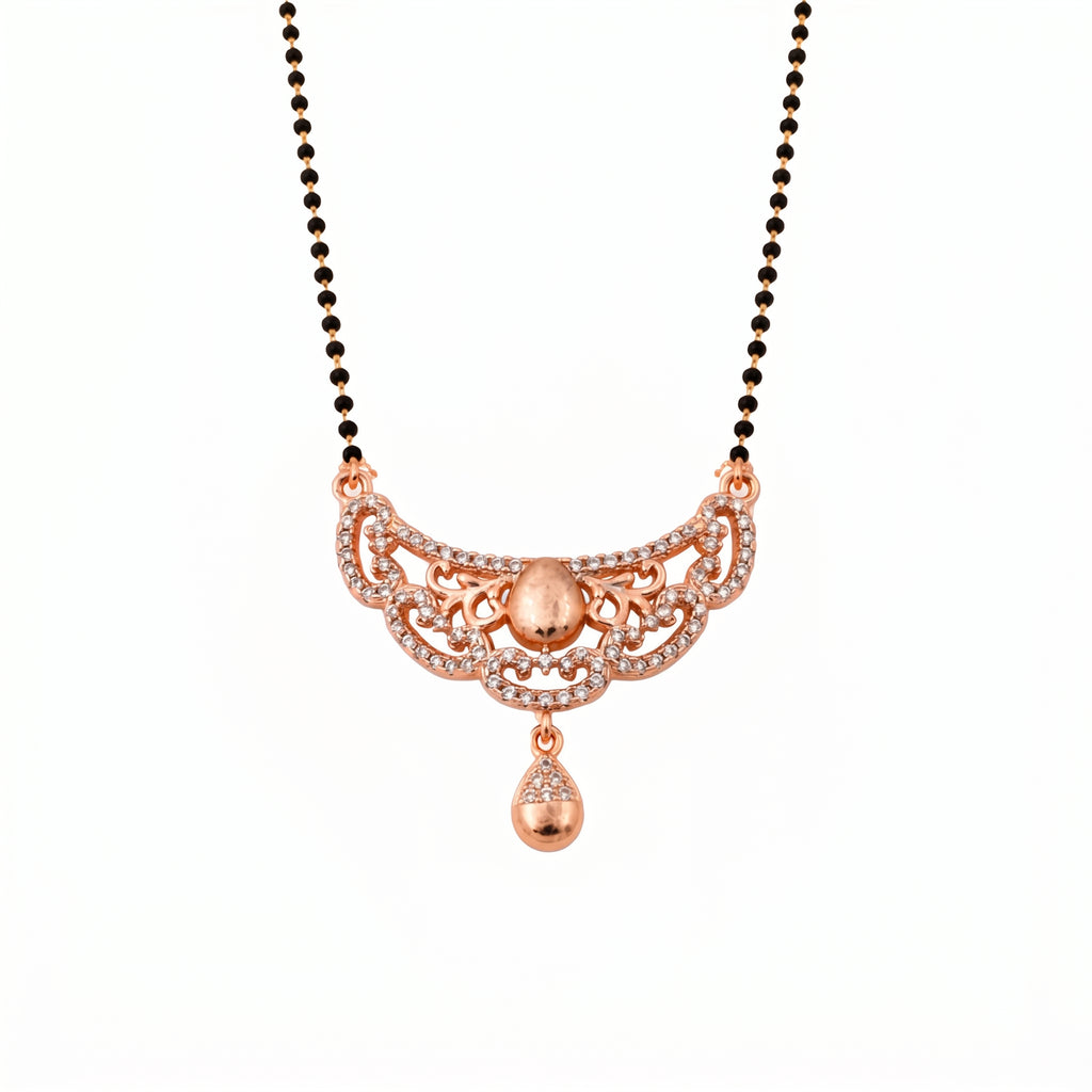 Rose Gold Filigree Ball Drop Mangalsutra GM -42