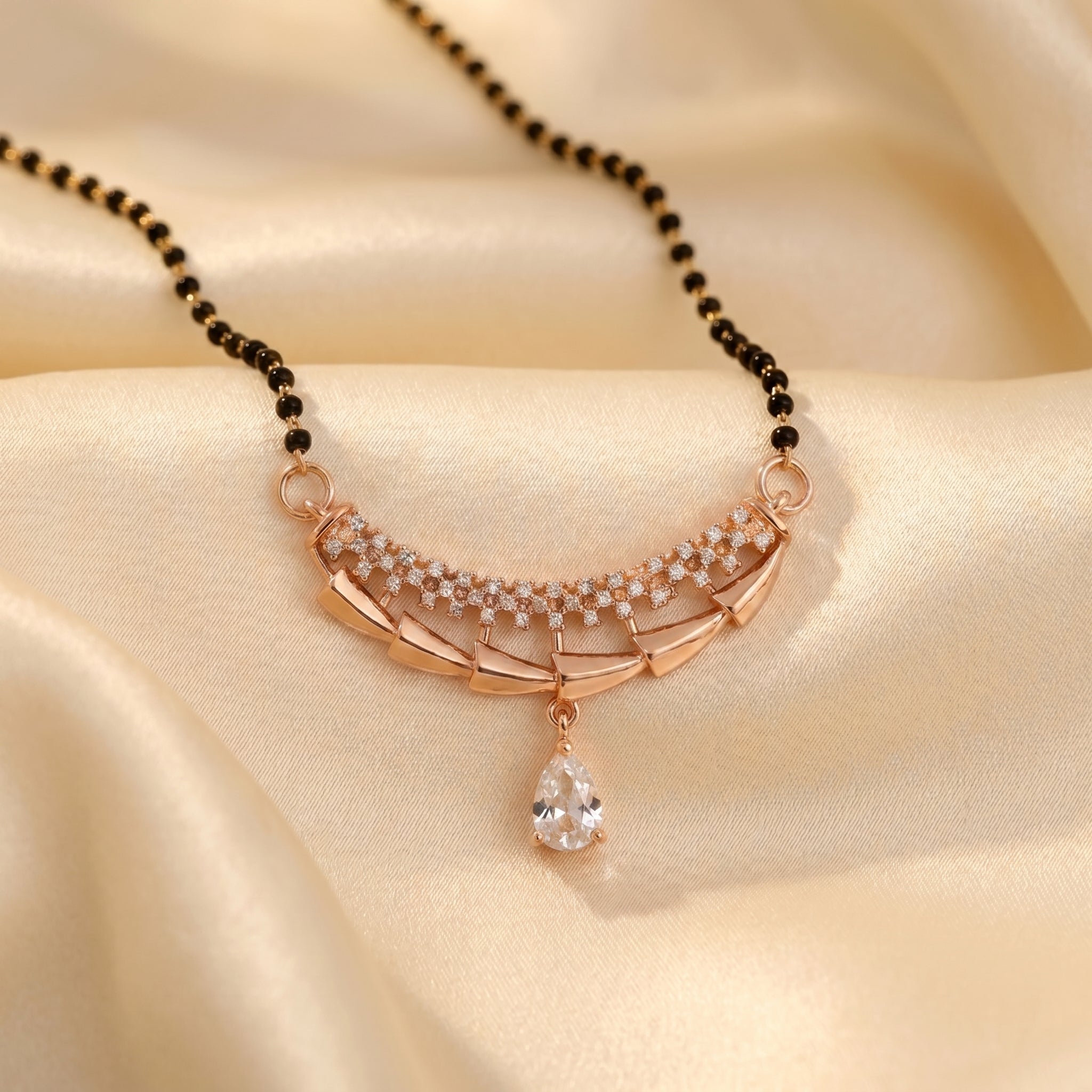 Rose Gold Geometric Drop Mangalsutra GM -44