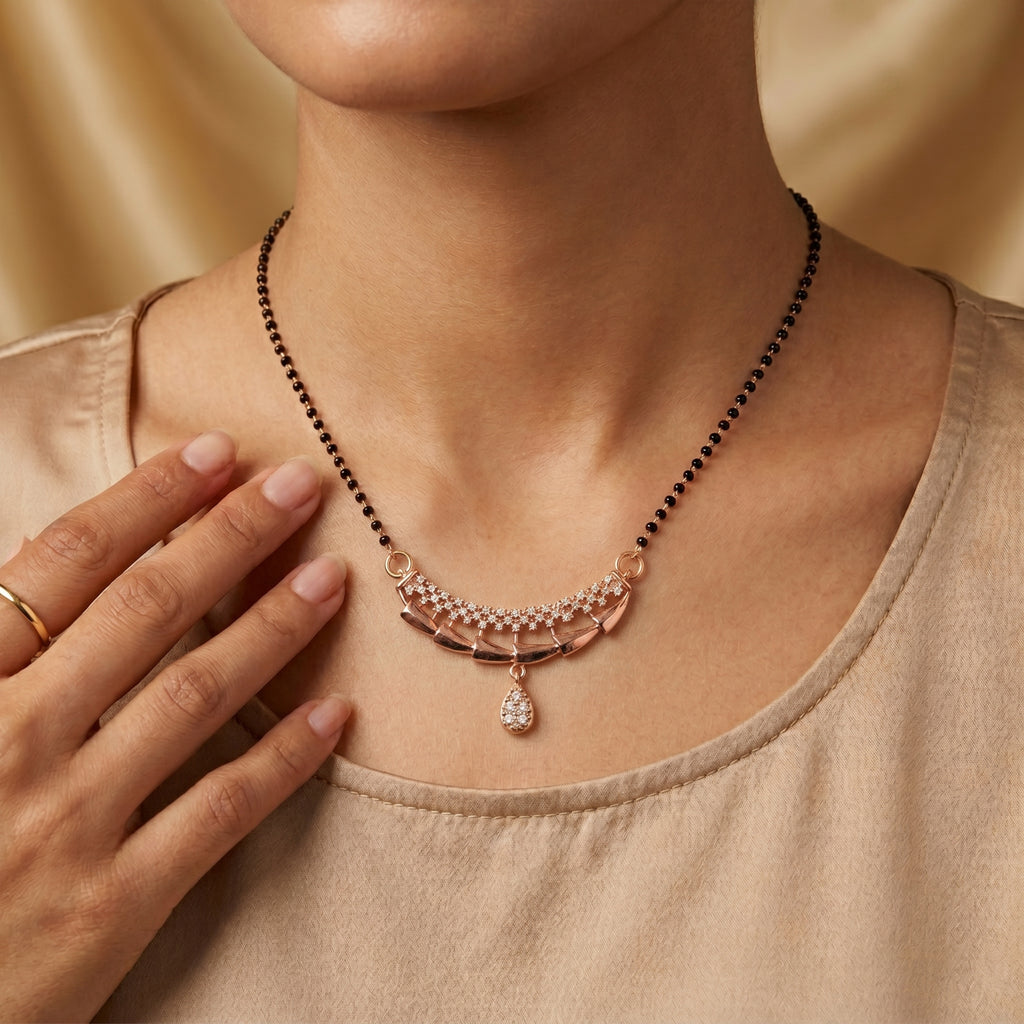Rose Gold Geometric Drop Mangalsutra GM -44