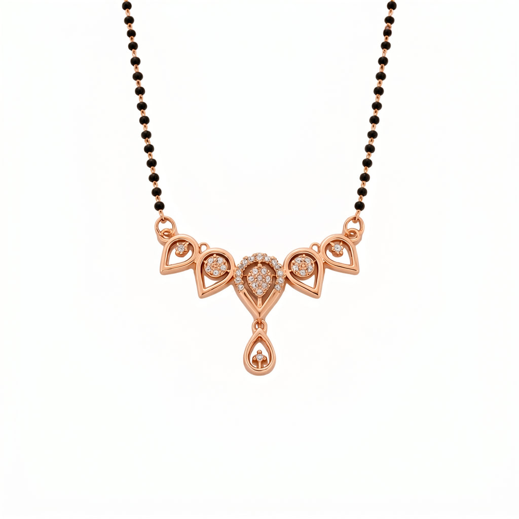Rose Gold Heart Pendant Mangalsutra GM -54