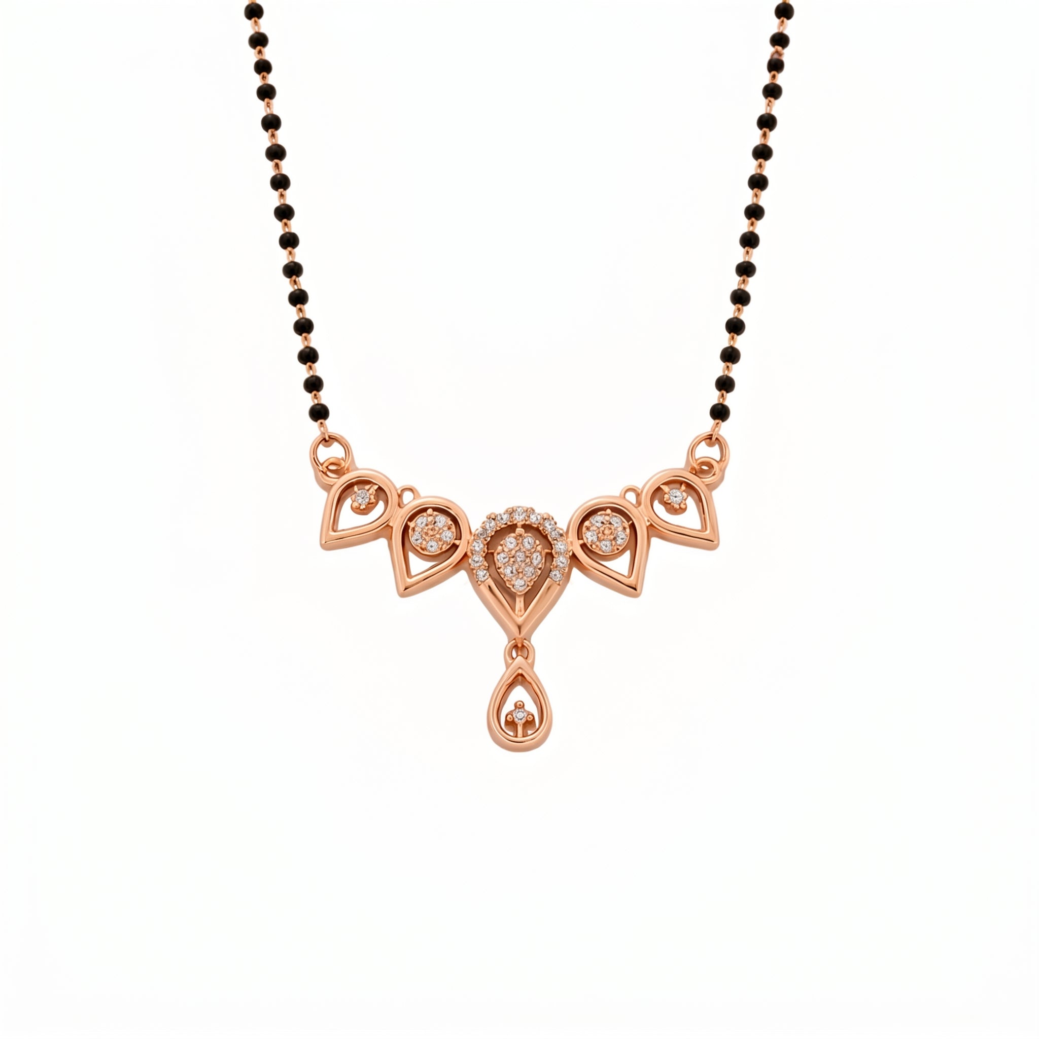 Rose Gold Heart Pendant Mangalsutra GM -54
