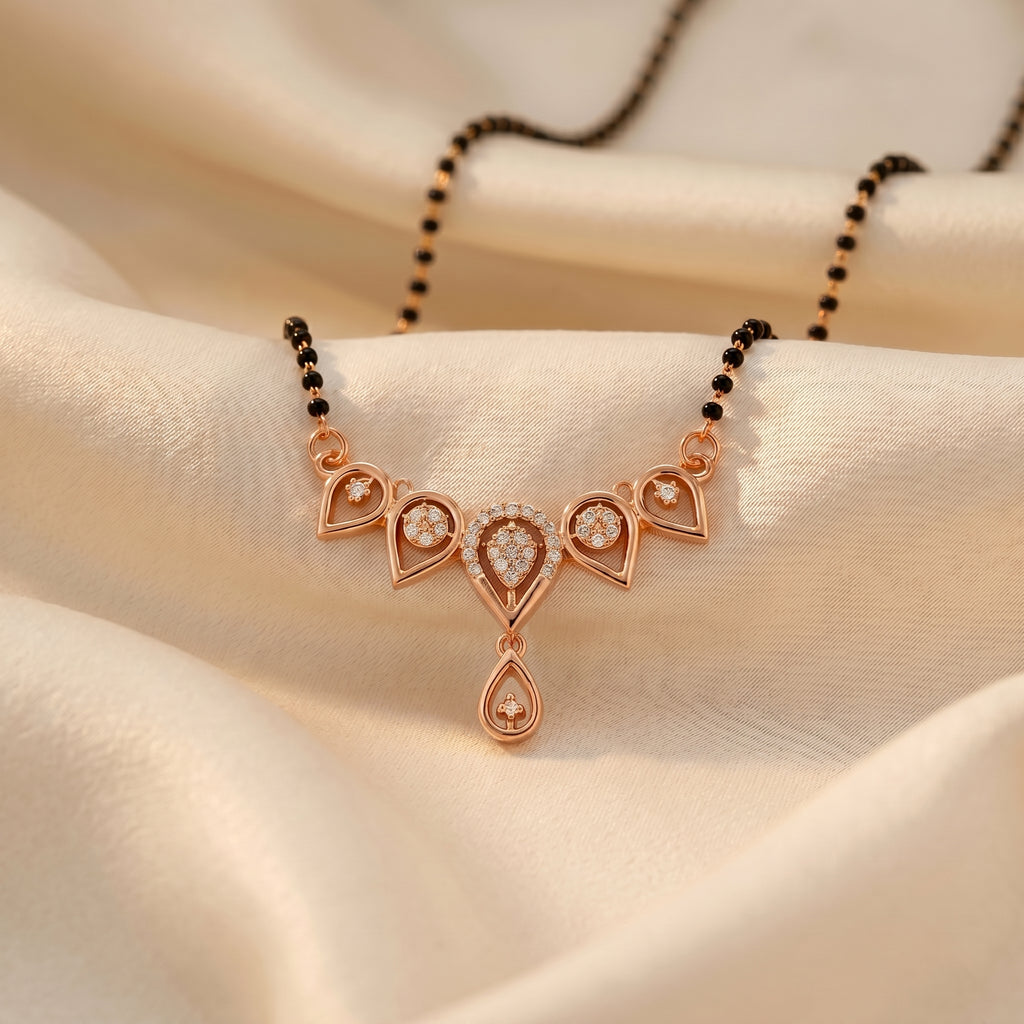 Rose Gold Heart Pendant Mangalsutra GM -54