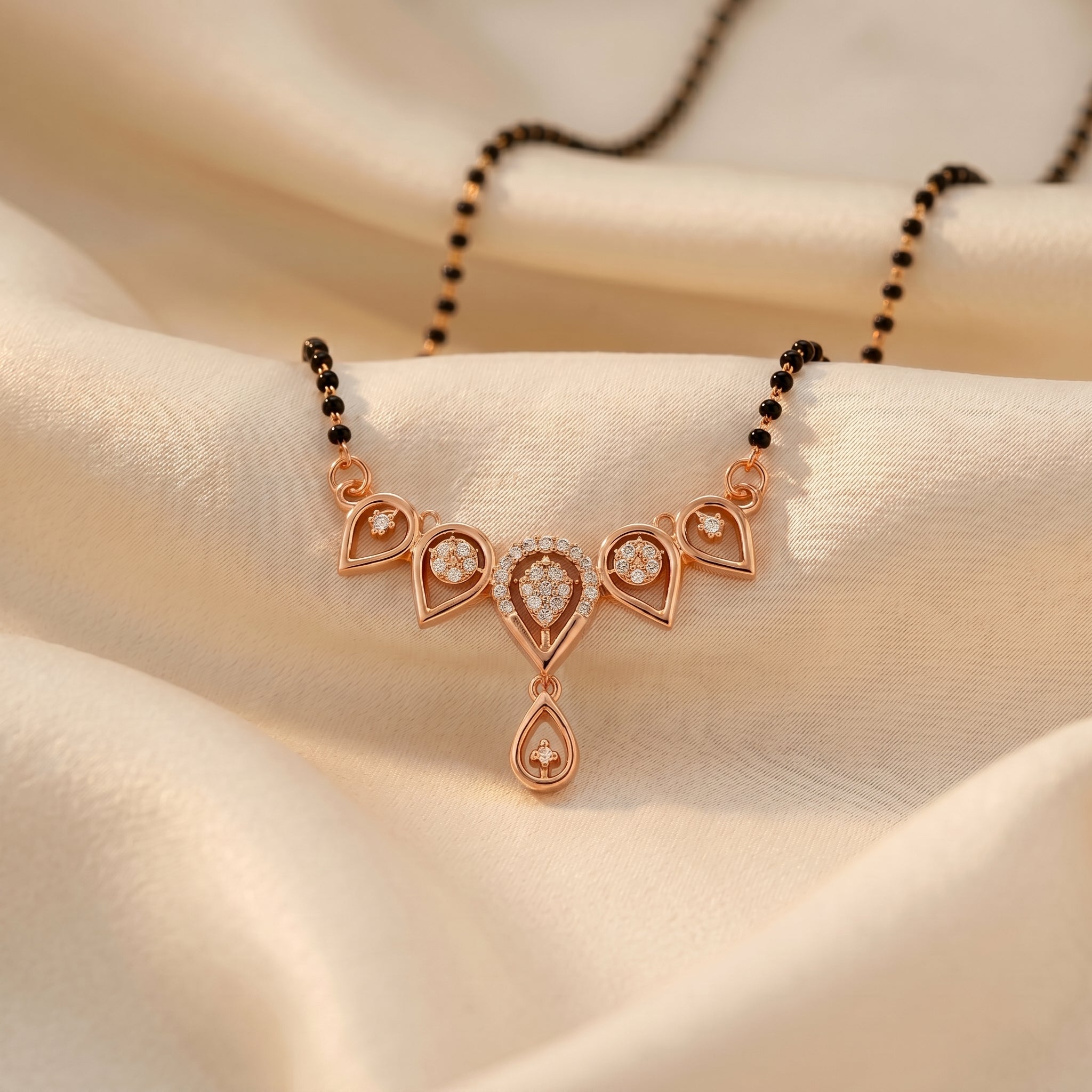 Rose Gold Heart Pendant Mangalsutra GM -54