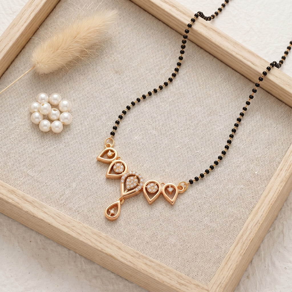 Rose Gold Heart Pendant Mangalsutra GM -54
