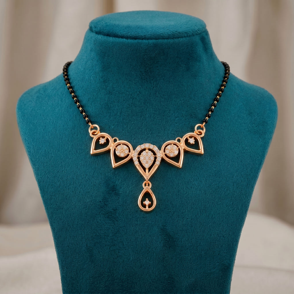 Rose Gold Heart Pendant Mangalsutra GM -54