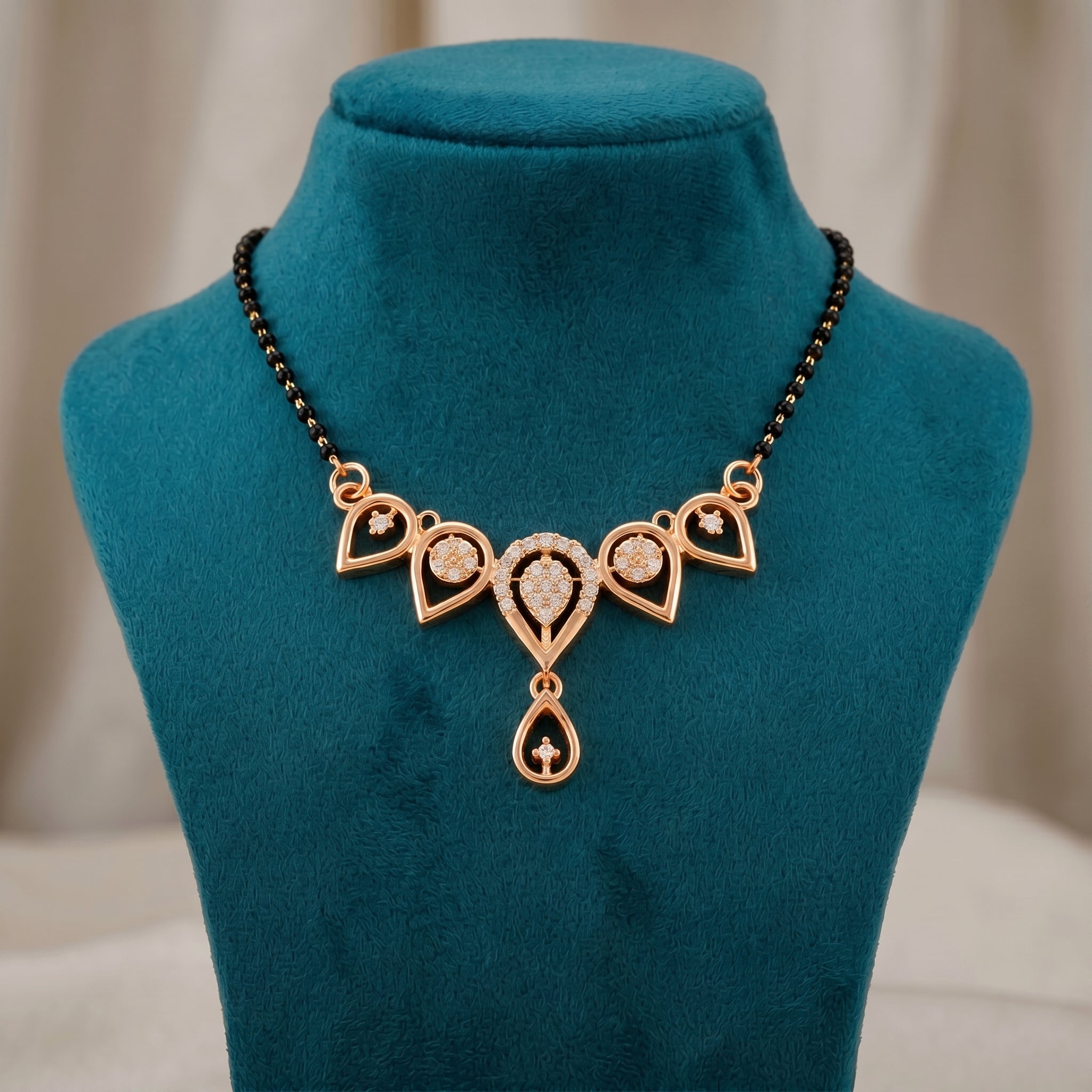 Rose Gold Heart Pendant Mangalsutra GM -54