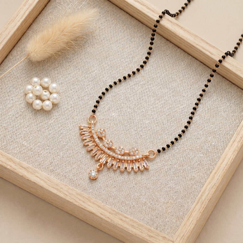 Rose Gold Floral Fringe Mangalsutra GM -49