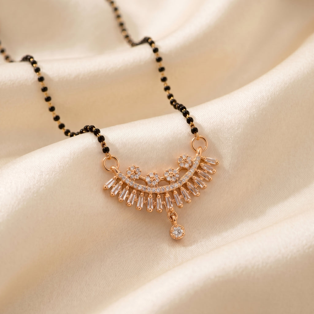 Rose Gold Floral Fringe Mangalsutra GM -49