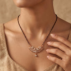 Rose Gold Floral Fringe Mangalsutra GM -49
