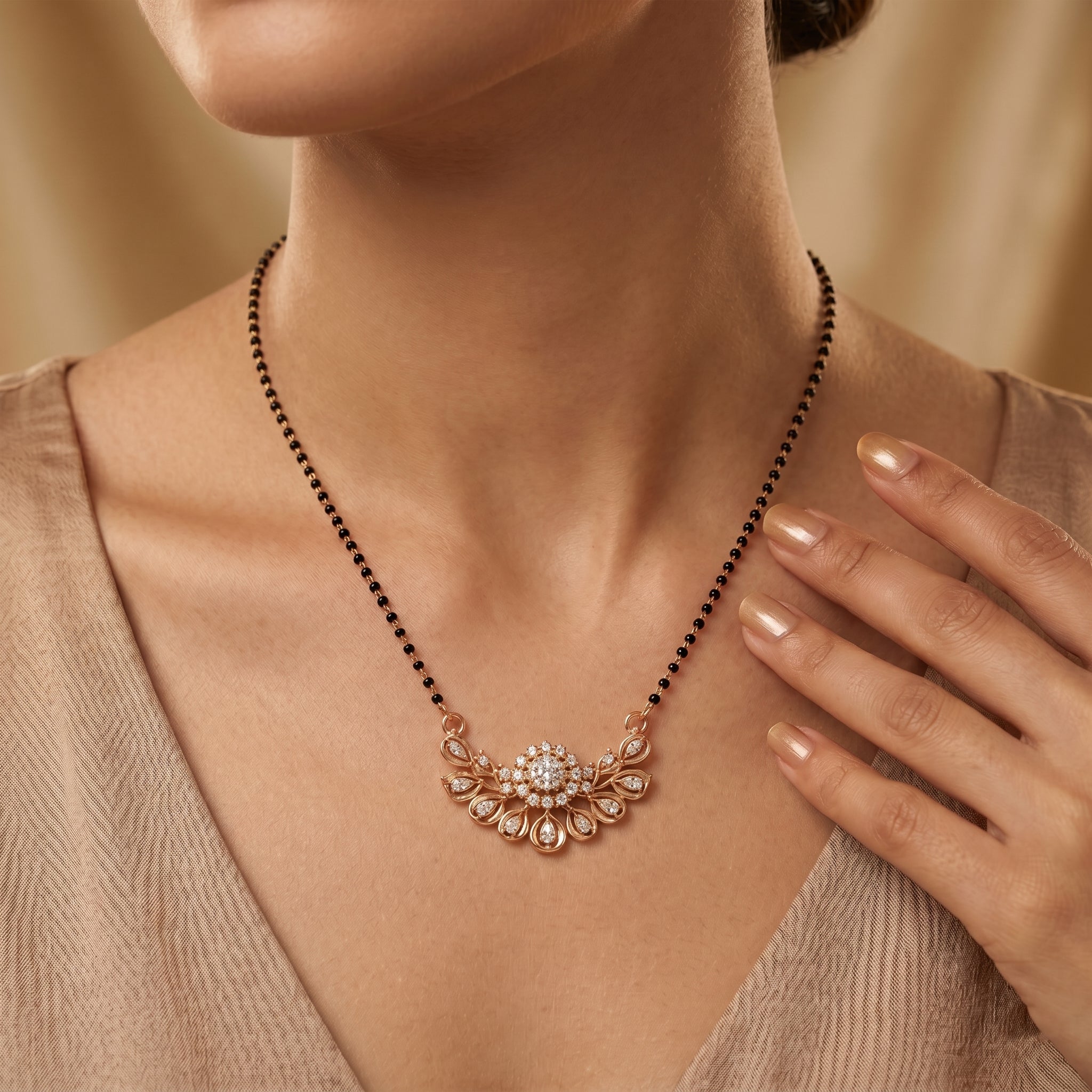 Floral Crystal Mangalsutra GM -25
