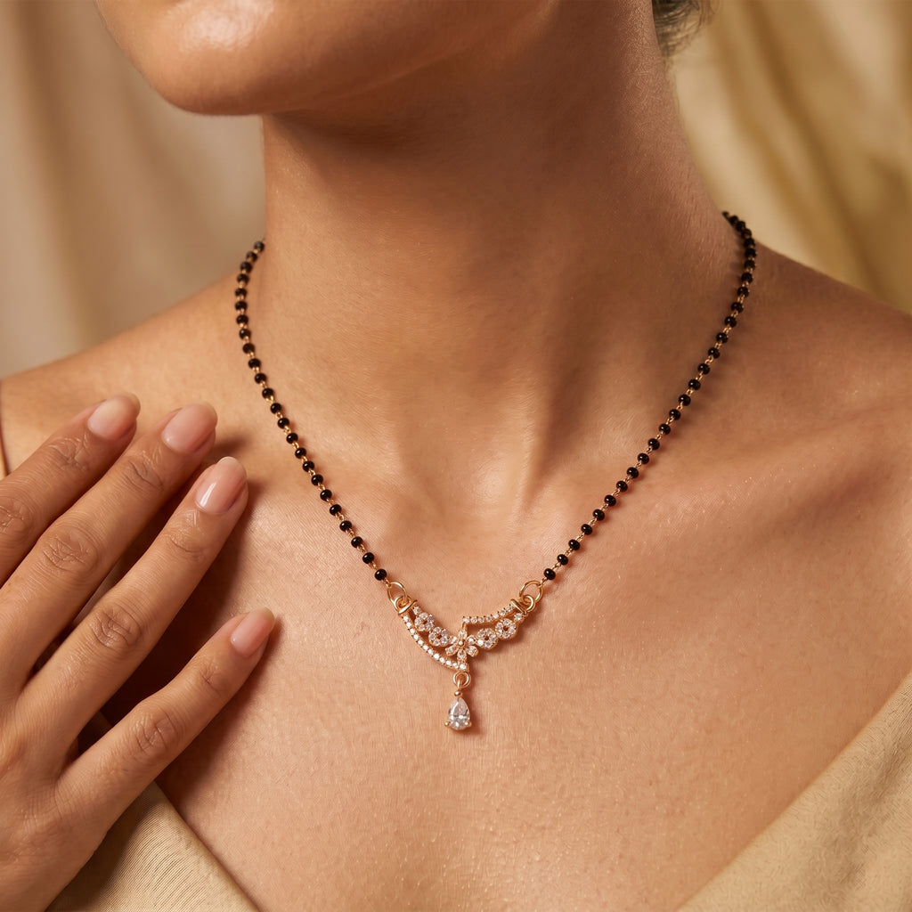 Floral Crystal Drop Mangalsutra GM -21