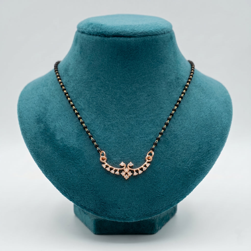 Rose Gold Floral Curve Stone Mangalsutra GM -39
