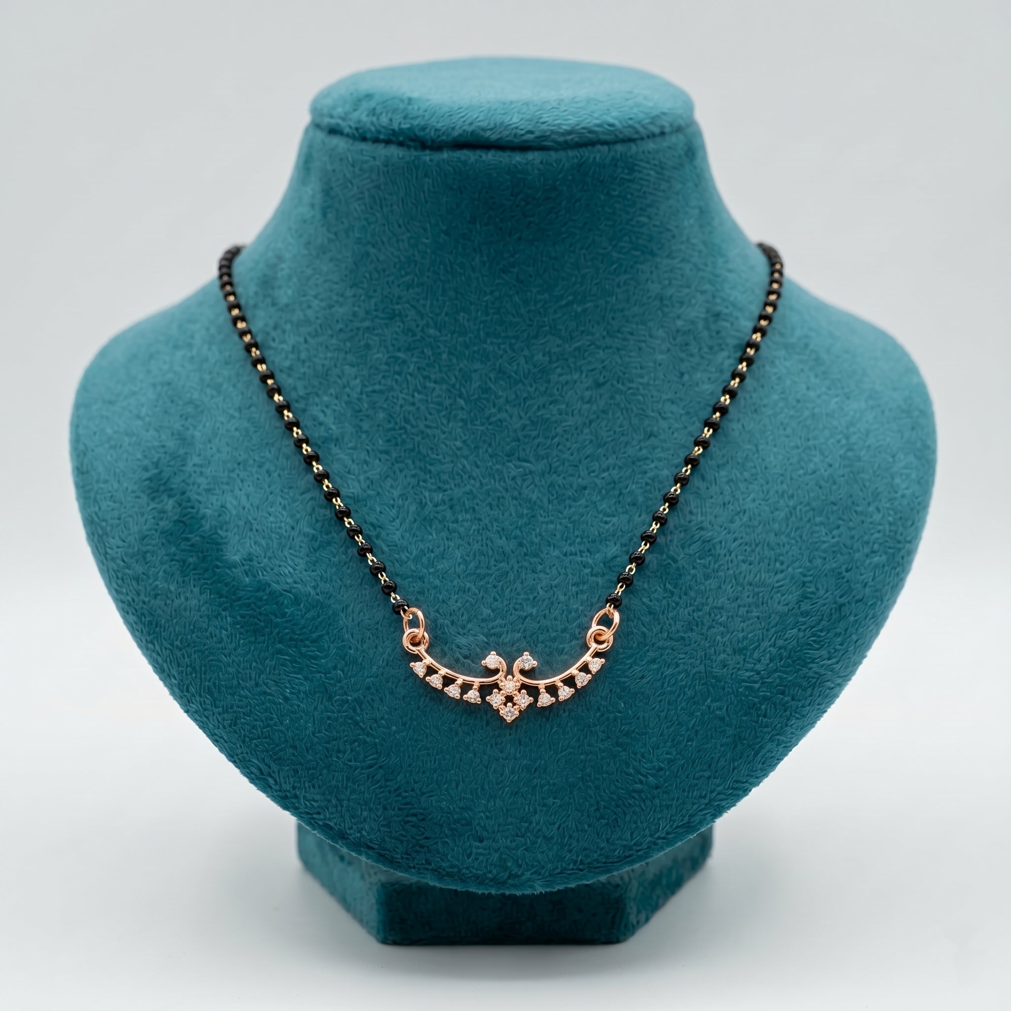 Rose Gold Floral Curve Stone Mangalsutra GM -39
