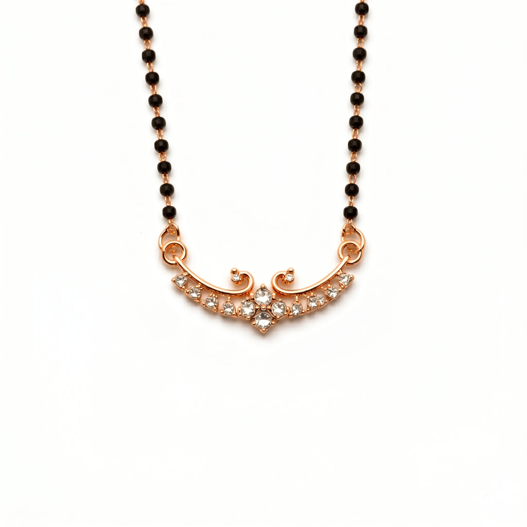 Rose Gold Floral Curve Stone Mangalsutra GM -39