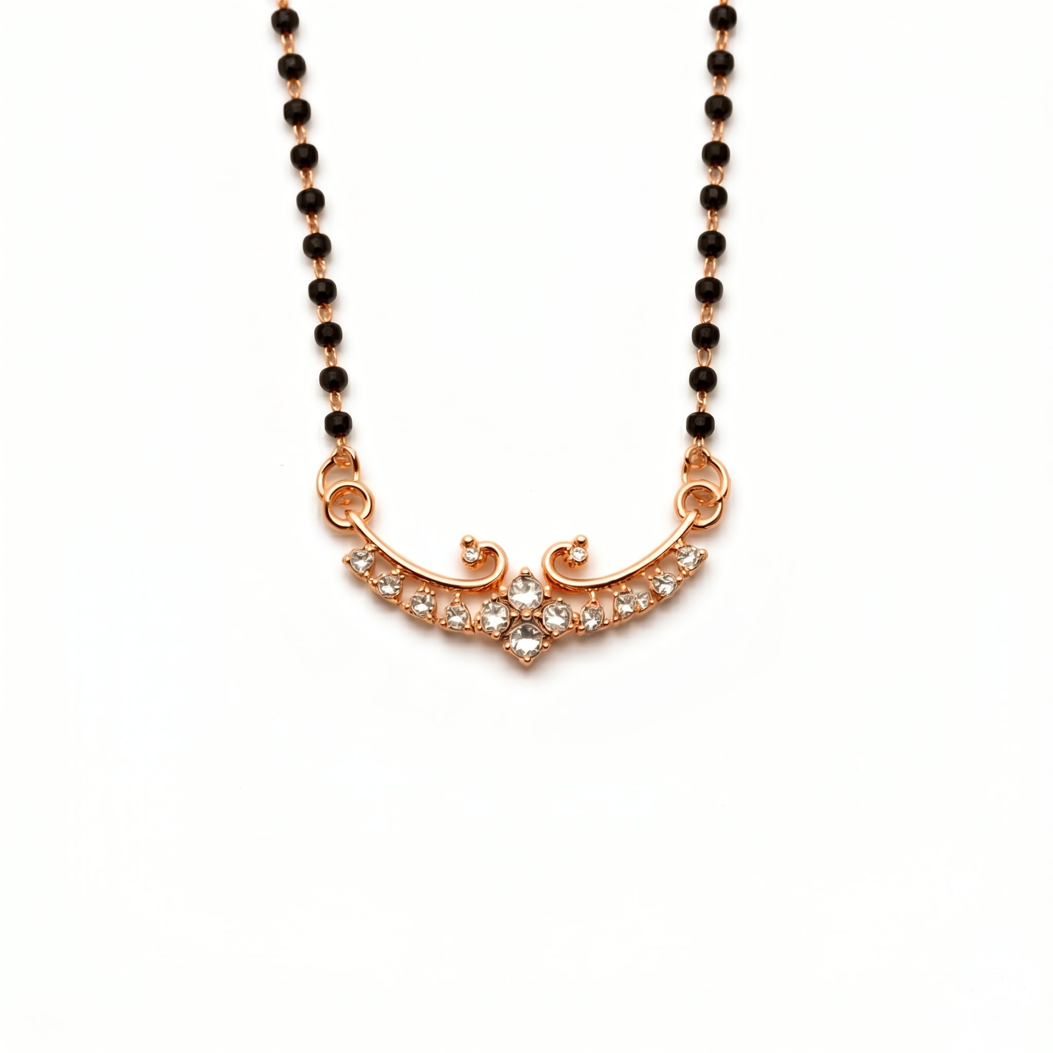 Rose Gold Floral Curve Stone Mangalsutra GM -39