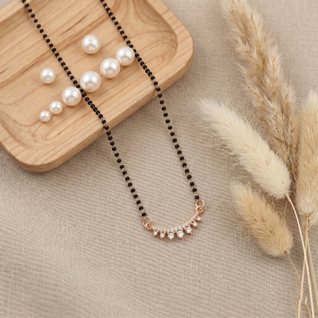 Rose Gold Teardrop Stone Mangalsutra GM -37
