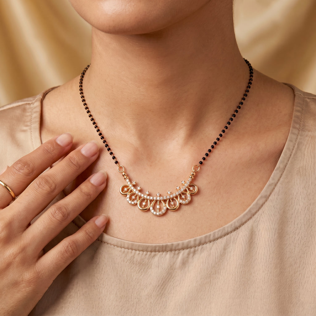 Rose Gold Floral Charm Mangalsutra GM -52