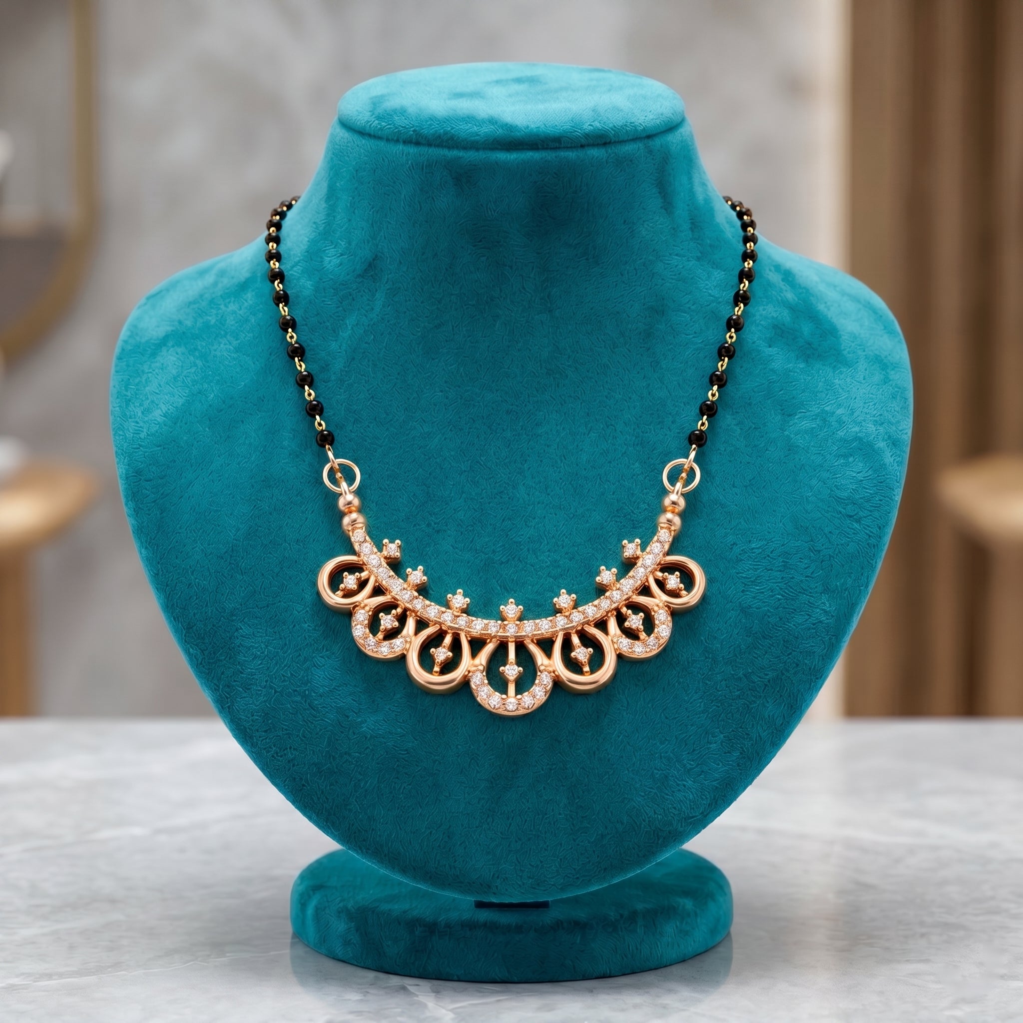 Rose Gold Floral Charm Mangalsutra GM -52