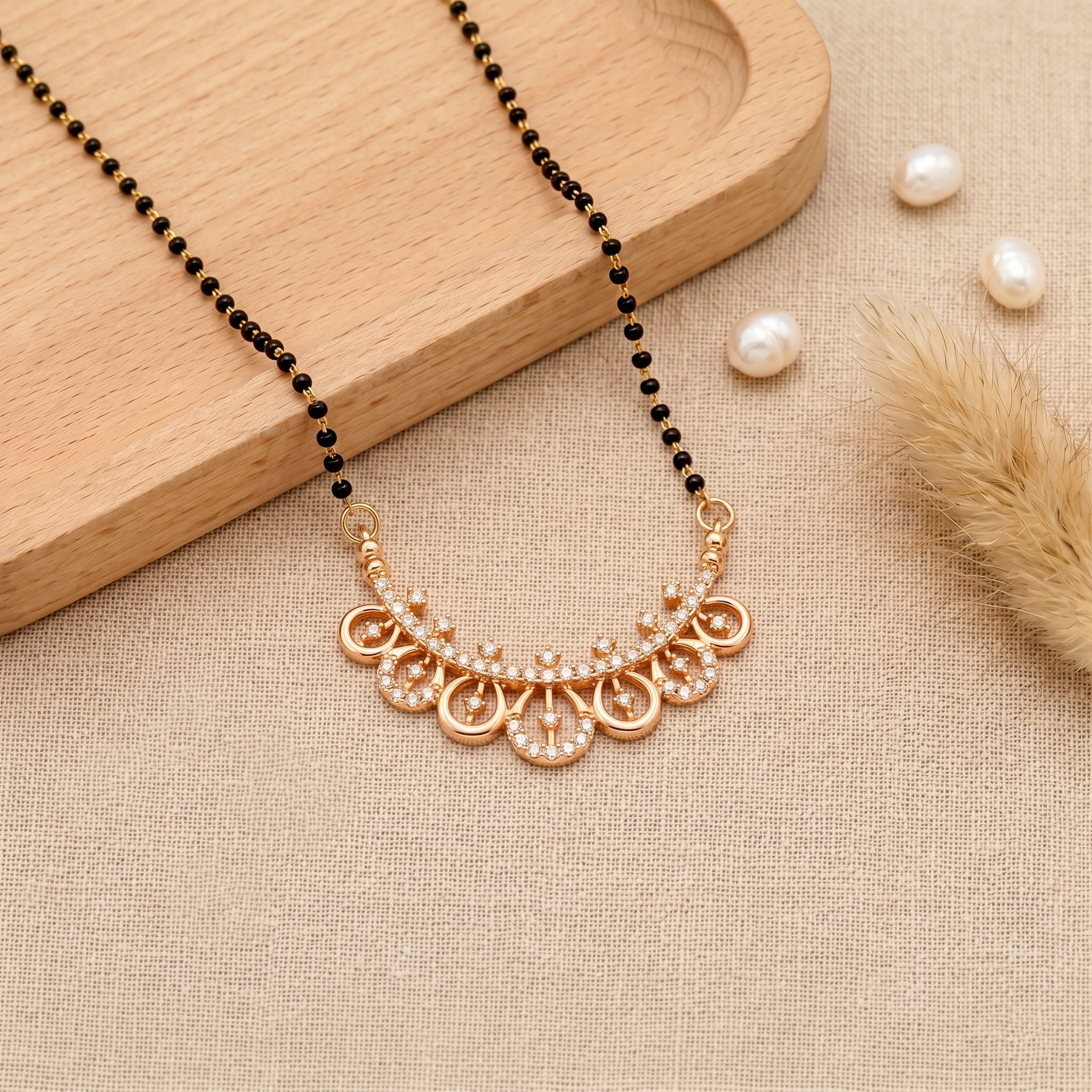 Rose Gold Floral Charm Mangalsutra GM -52