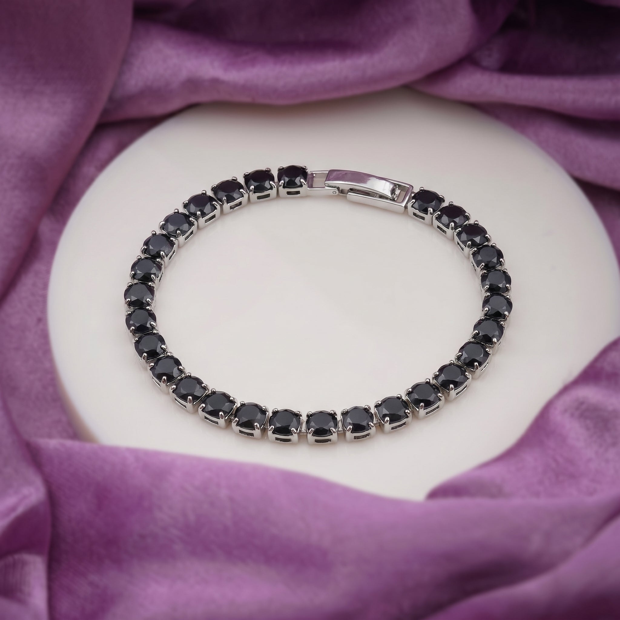 Black Crystal Tennis Bracelet GWB -69