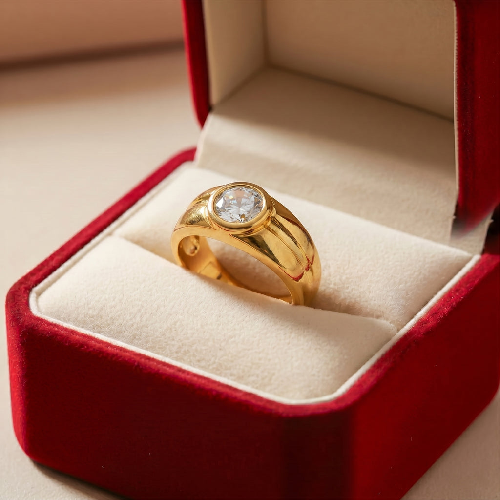 Men’s Gold-Tone Clear Stone Ring GMR -16