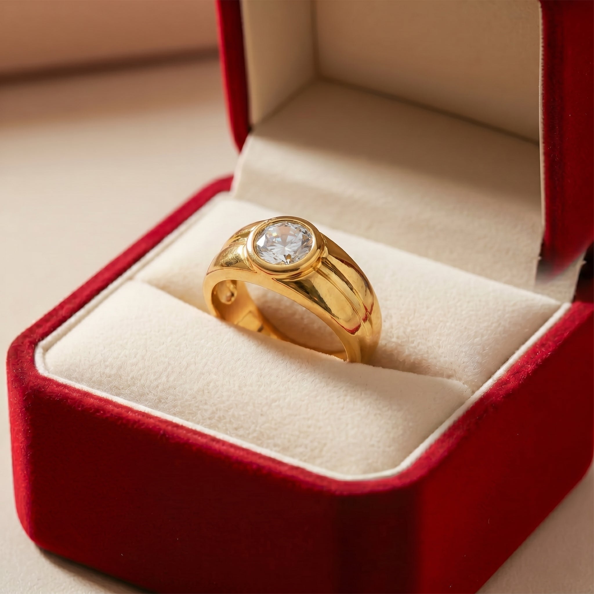 Men’s Gold-Tone Clear Stone Ring GMR -16